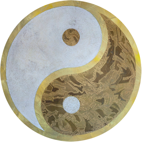 Yin Yang Symbol in Goldtönen